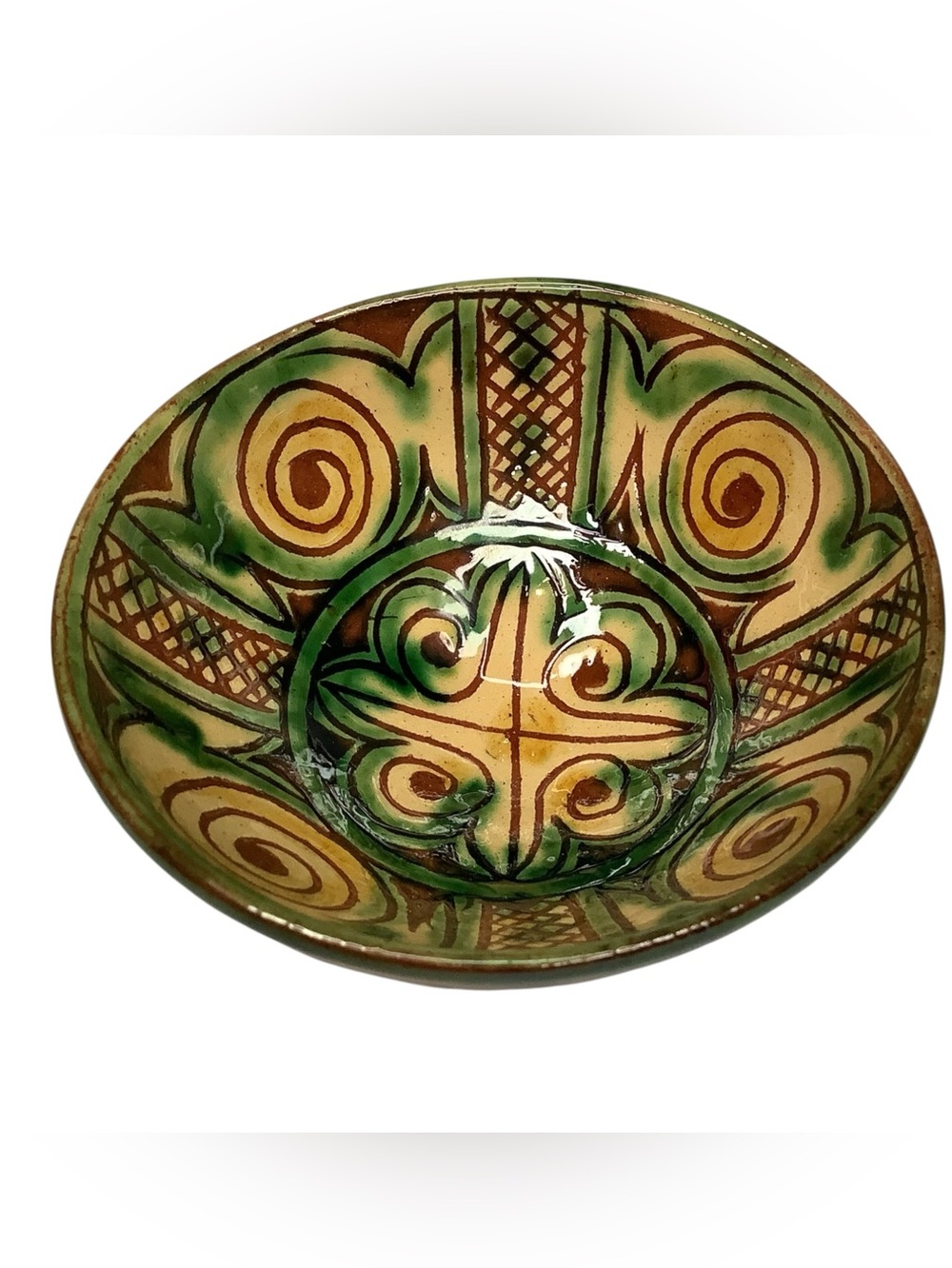 Set of 2 Handmade Bulgarian Pottery Bowls Glazed Clay Folk Art Vintage Decor - Picture 2 of 11